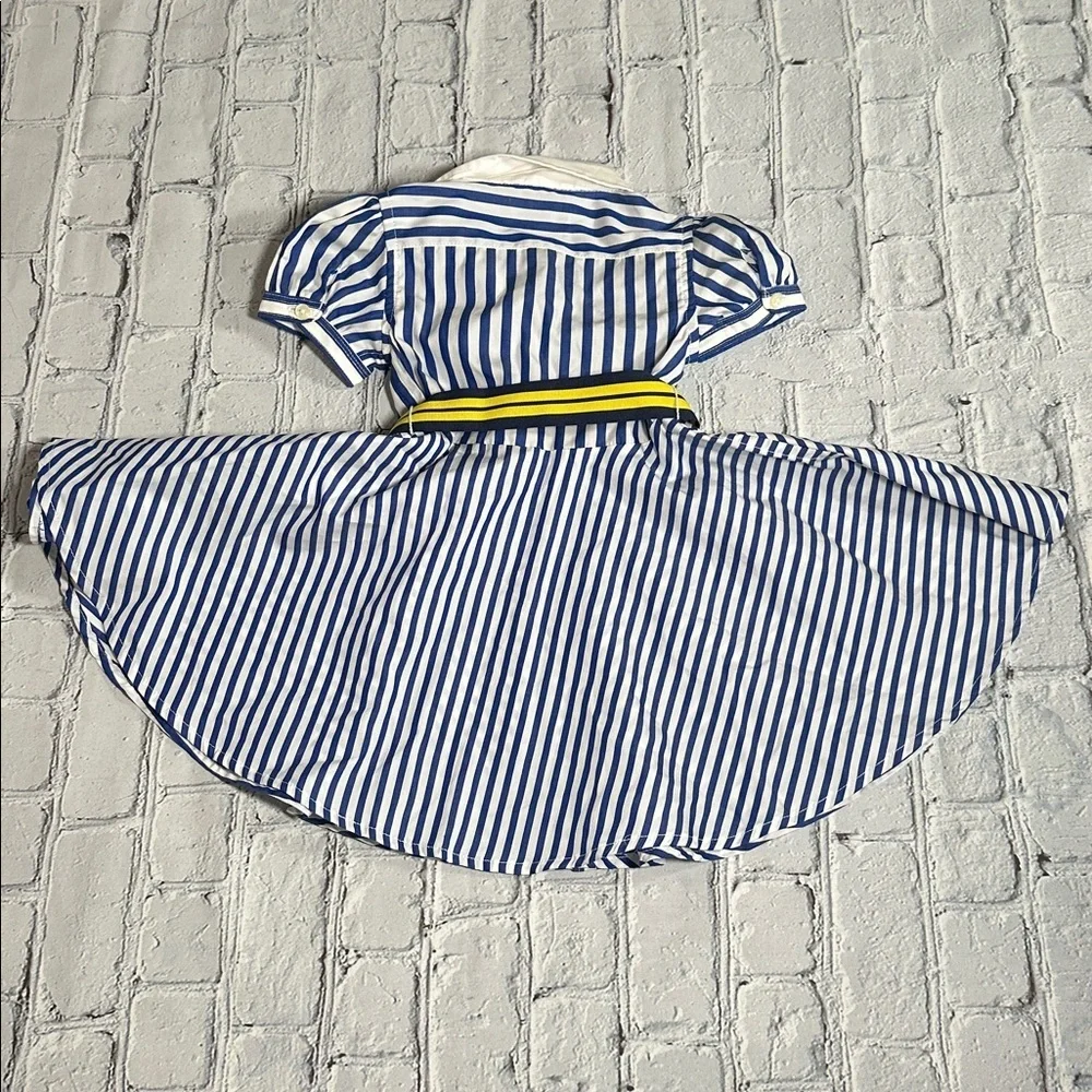 Ralph Lauren Striped Poplin Dress in Blue White Yellow baby infant size 9 months